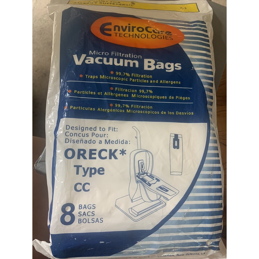Oreck Type CC 8ct Vacuum Bags Envirocare